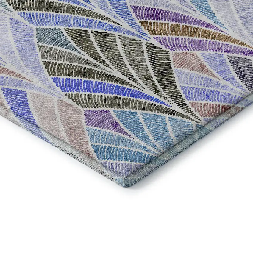 Blue Brown And Blush Geometric Washable Area Rug With UV Protection Photo 8