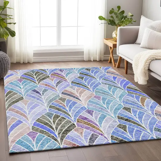 Blue Brown And Blush Geometric Washable Area Rug With UV Protection Photo 6
