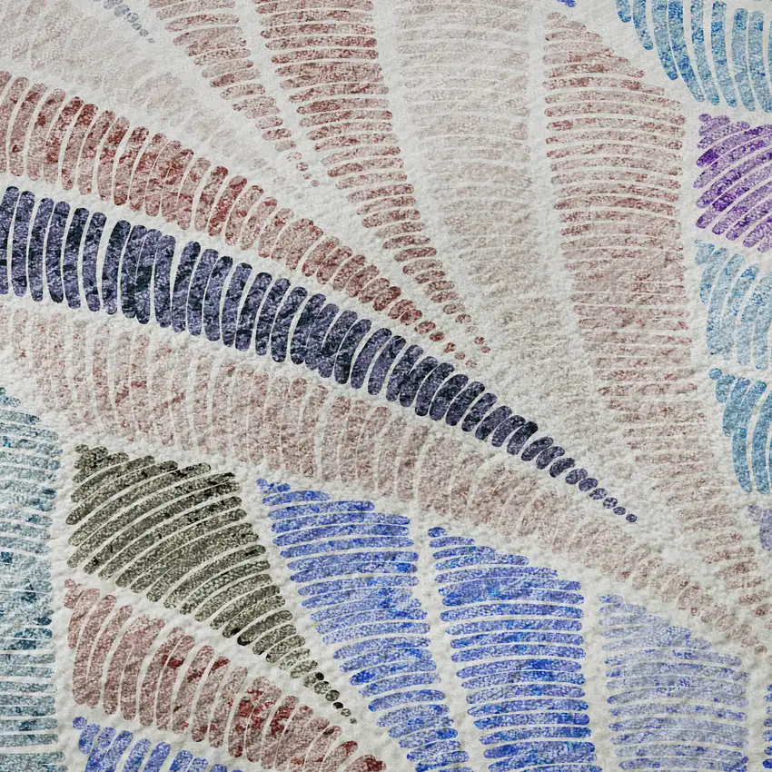 Blue Brown And Blush Geometric Washable Area Rug With UV Protection Photo 8