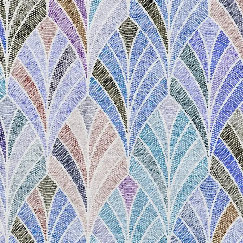 Blue Brown And Blush Geometric Washable Area Rug With UV Protection Photo 3