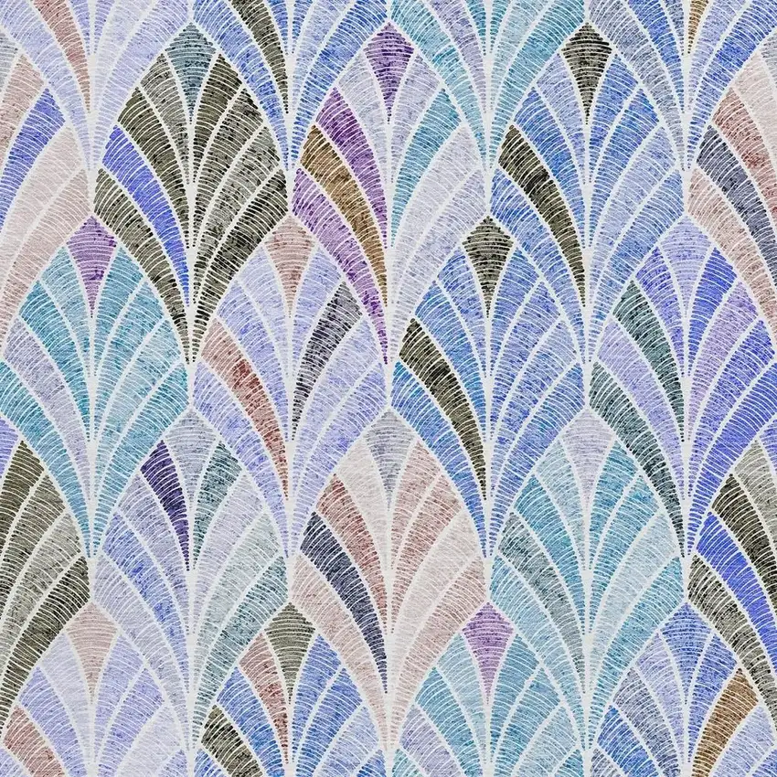 Blue Brown And Blush Geometric Washable Area Rug With UV Protection Photo 4