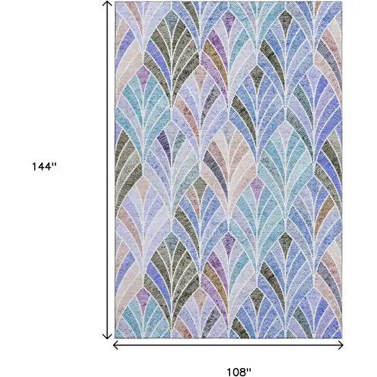 Blue Brown And Blush Geometric Washable Area Rug With UV Protection Photo 3
