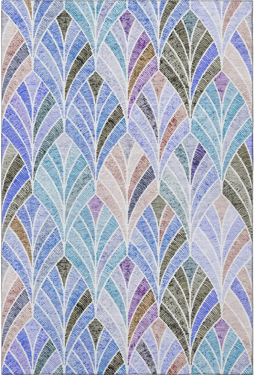 Blue Brown And Blush Geometric Washable Area Rug With UV Protection Photo 4