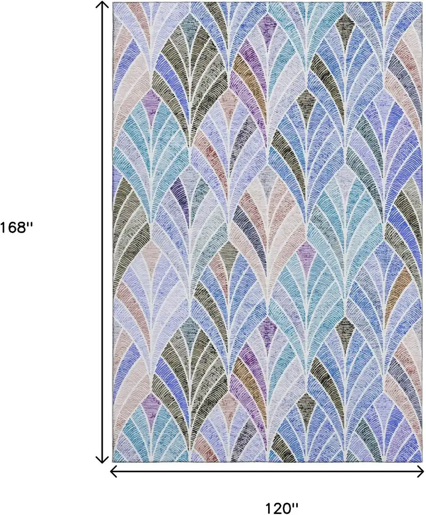 Blue Brown And Blush Geometric Washable Area Rug With UV Protection Photo 3