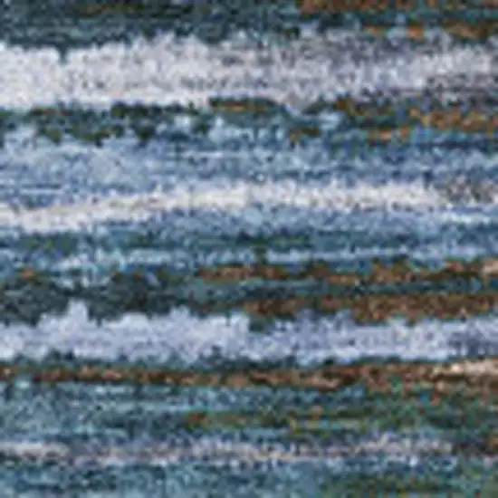Blue Brown And Gray Striped Washable Area Rug With UV Protection Photo 7