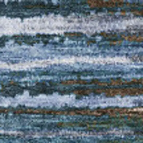 Blue Brown And Gray Striped Washable Area Rug With UV Protection Photo 4