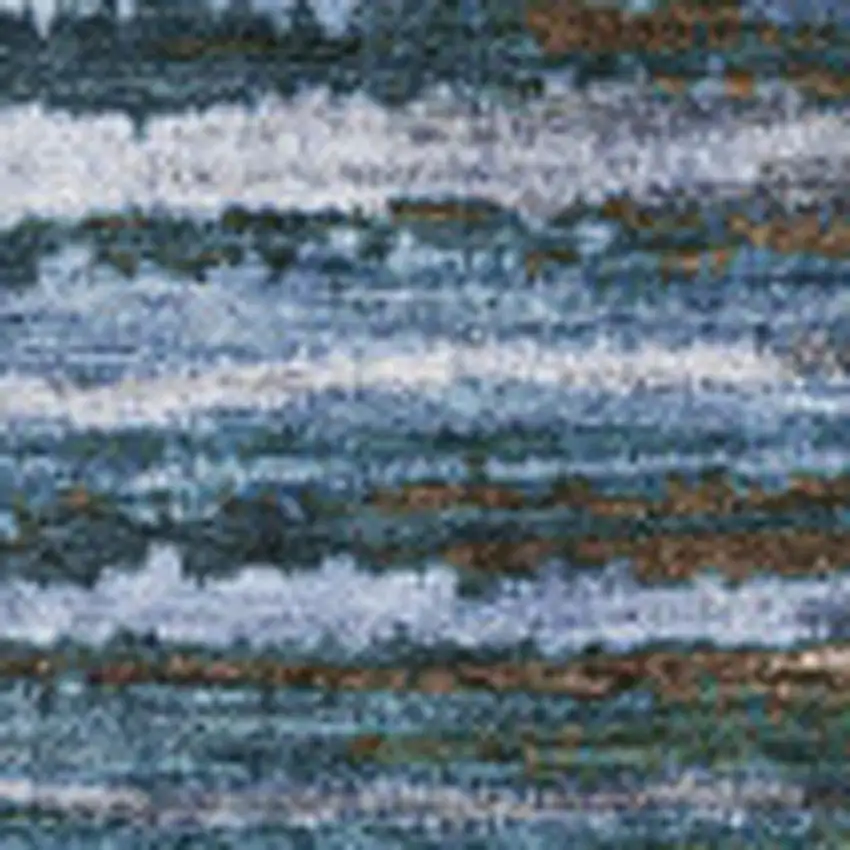 Blue Brown And Gray Striped Washable Area Rug With UV Protection Photo 7