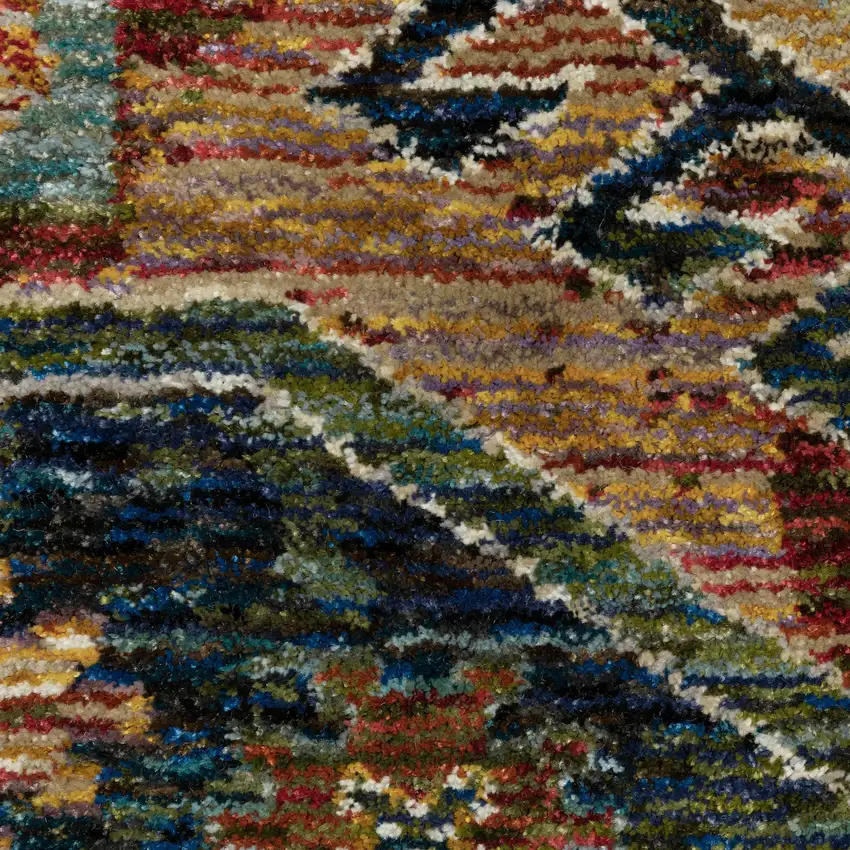 Blue Brown And Green Tribal Area Rug Photo 8