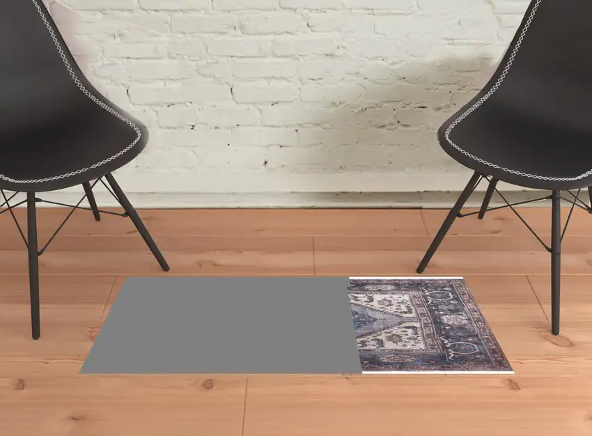 Blue Brown And Ivory Floral Area Rug Photo 5