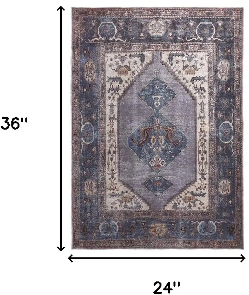 Blue Brown And Ivory Floral Area Rug Photo 3