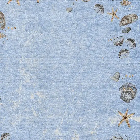 Blue Brown And Ivory Geometric Washable Area Rug With UV Protection Photo 3