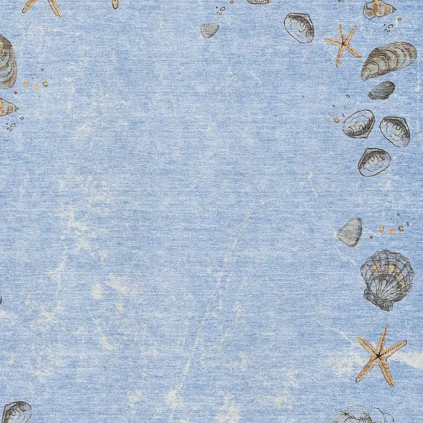 Blue Brown And Ivory Geometric Washable Area Rug With UV Protection Photo 3