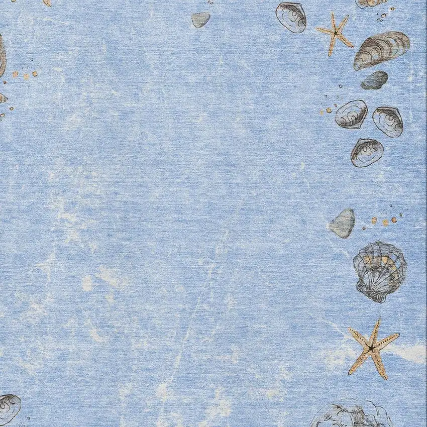 Blue Brown And Ivory Geometric Washable Area Rug With UV Protection Photo 3