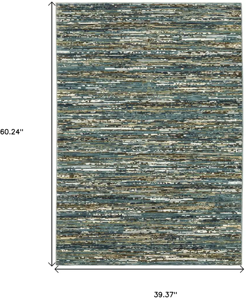 Blue Brown And Ivory Striped Area Rug Photo 3