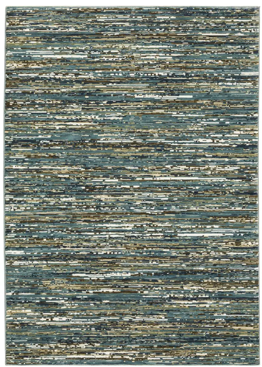 Blue Brown And Ivory Striped Area Rug Photo 4