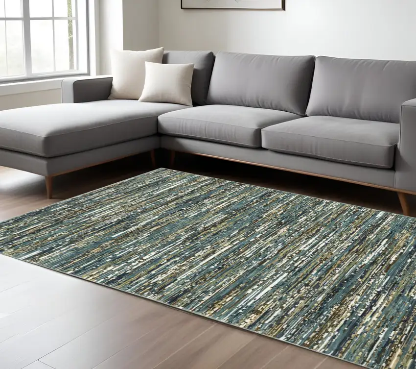 Blue Brown And Ivory Striped Area Rug Photo 1