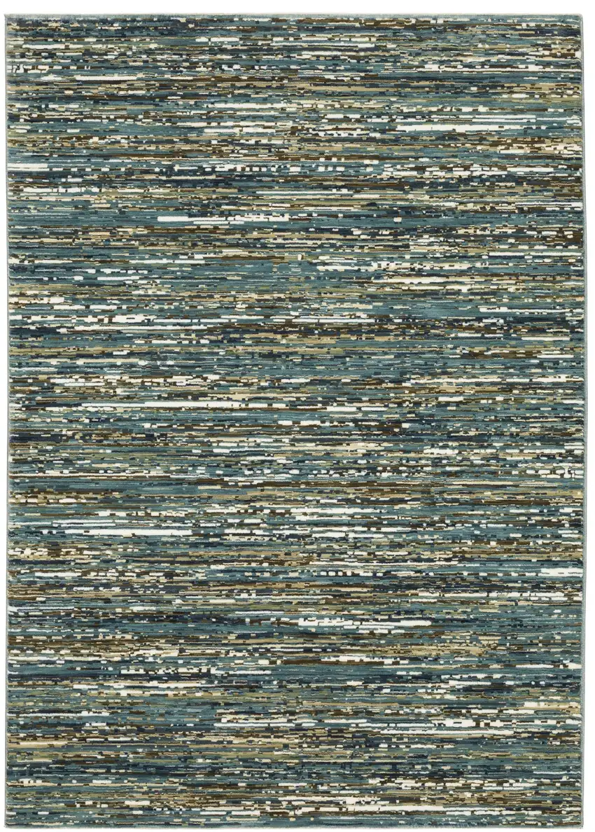 Blue Brown And Ivory Striped Area Rug Photo 2