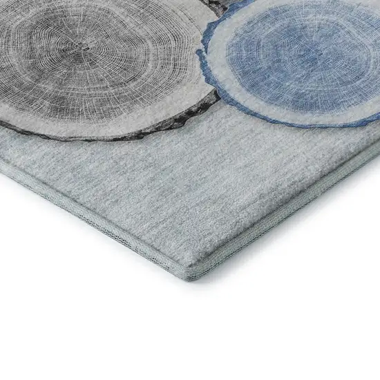 Blue Brown And Ivory Faux Bois Washable Area Rug With UV Protection Photo 6