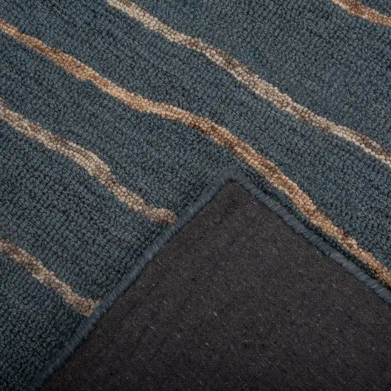Blue Brown And Ivory Wool Striped Hand Tufted Area Rug Photo 3