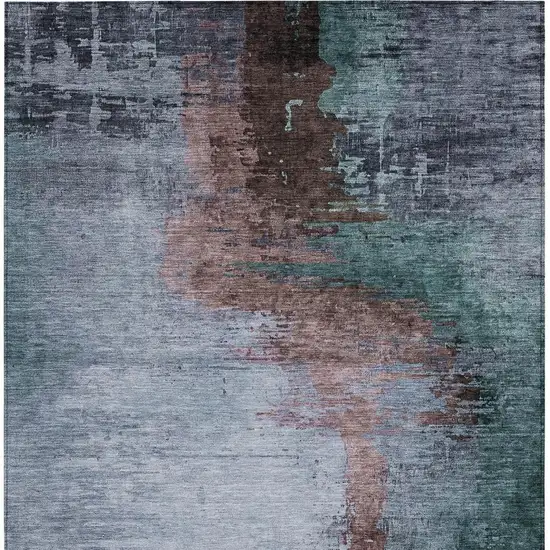 Blue Brown And Mauve Abstract Washable Indoor Outdoor Area Rug Photo 3