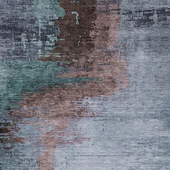 Blue Brown And Mauve Abstract Washable Indoor Outdoor Area Rug Photo 3