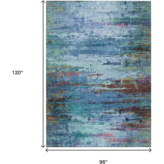 Blue Brown And Purple Abstract Washable Indoor Outdoor Area Rug Photo 8