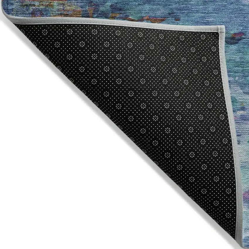 Blue Brown And Purple Abstract Washable Indoor Outdoor Area Rug Photo 7