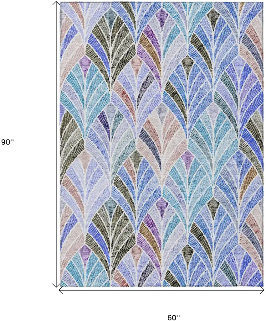 Blue Brown And Purple Geometric Washable Indoor Outdoor Area Rug Photo 3