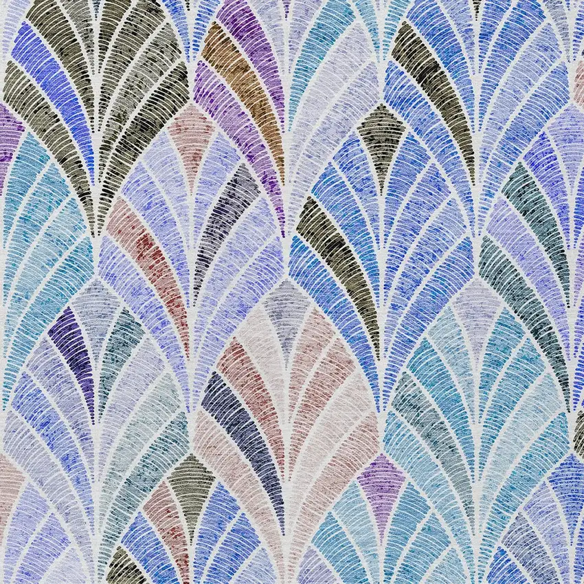 Blue Brown And Purple Geometric Washable Indoor Outdoor Area Rug Photo 7
