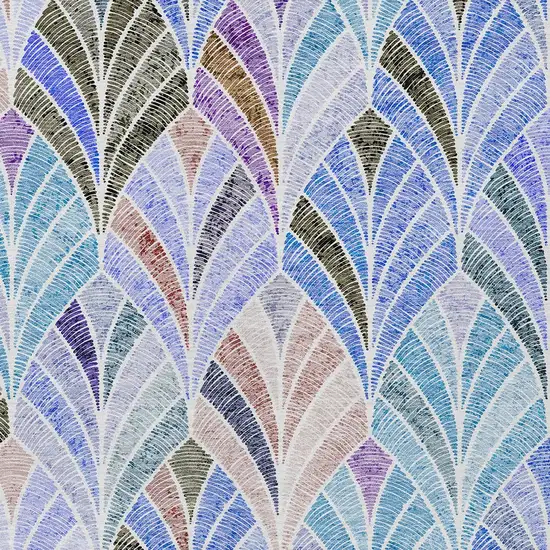 Blue Brown And Purple Geometric Washable Indoor Outdoor Area Rug Photo 7