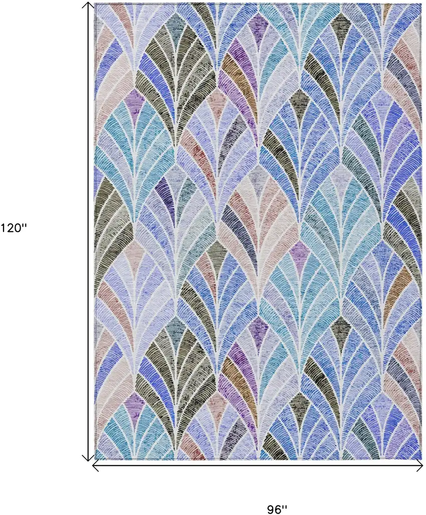 Blue Brown And Purple Geometric Washable Indoor Outdoor Area Rug Photo 3