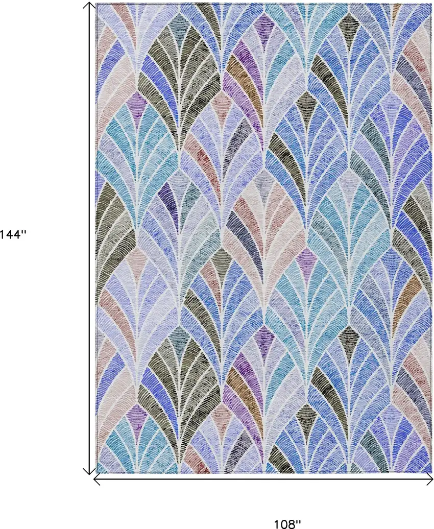 Blue Brown And Purple Geometric Washable Indoor Outdoor Area Rug Photo 3
