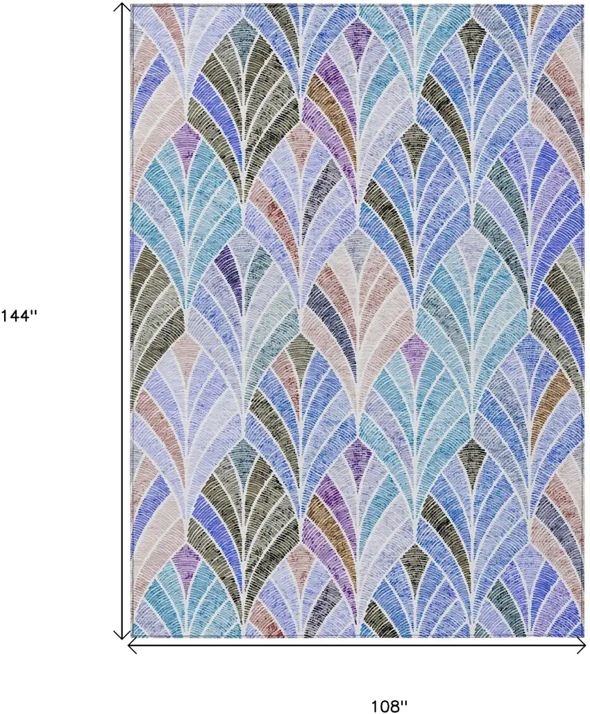 Blue Brown And Purple Geometric Washable Indoor Outdoor Area Rug Photo 3