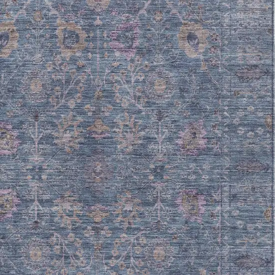 Blue Brown And Purple Oriental Washable Indoor Outdoor Area Rug Photo 5