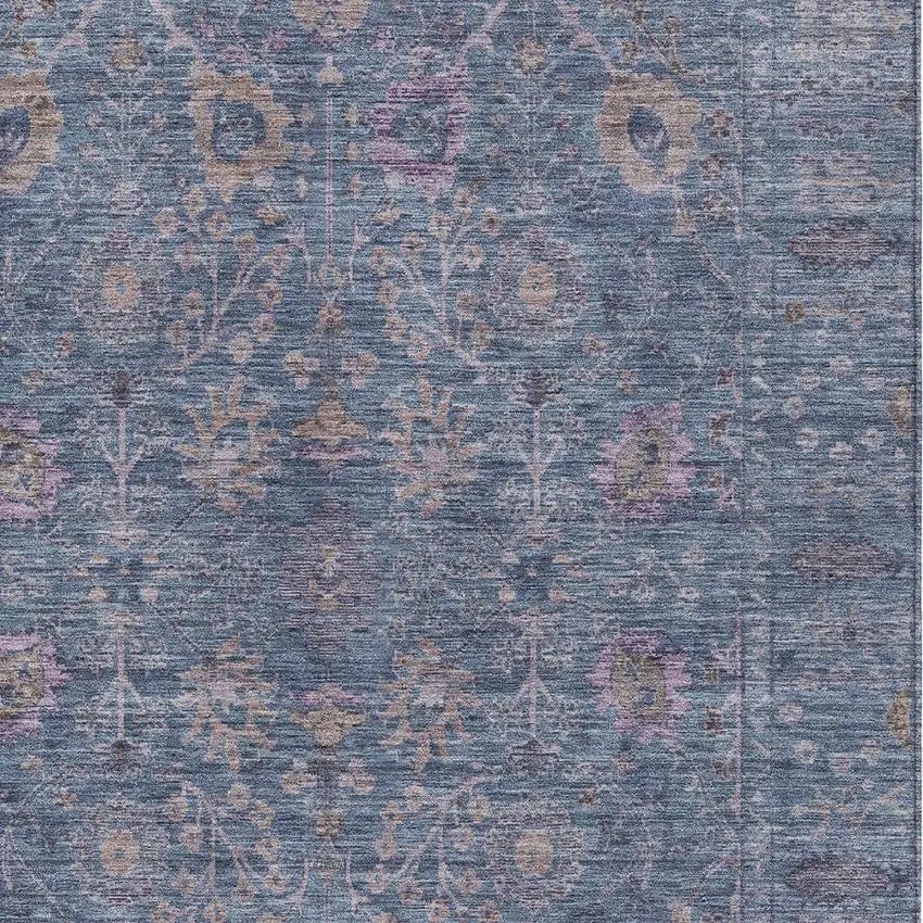 Blue Brown And Purple Oriental Washable Indoor Outdoor Area Rug Photo 5