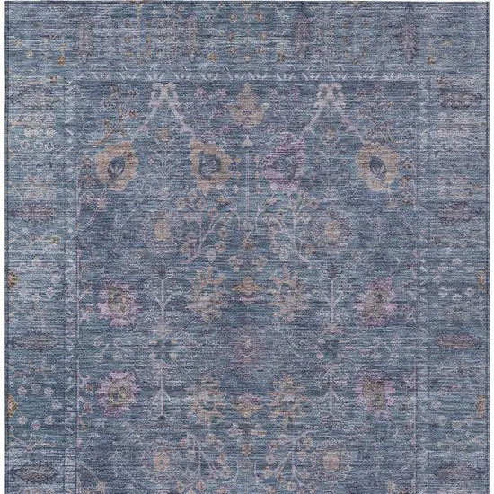 Blue Brown And Purple Oriental Washable Indoor Outdoor Area Rug Photo 5