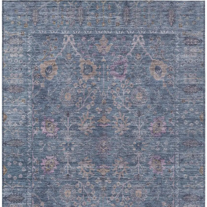 Blue Brown And Purple Oriental Washable Indoor Outdoor Area Rug Photo 5