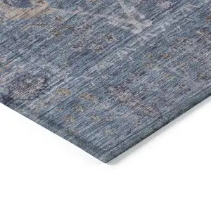 Photo of Blue Brown And Purple Oriental Washable Indoor Outdoor Area Rug