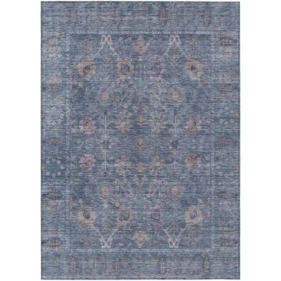 Blue Brown And Purple Oriental Washable Indoor Outdoor Area Rug Photo 2