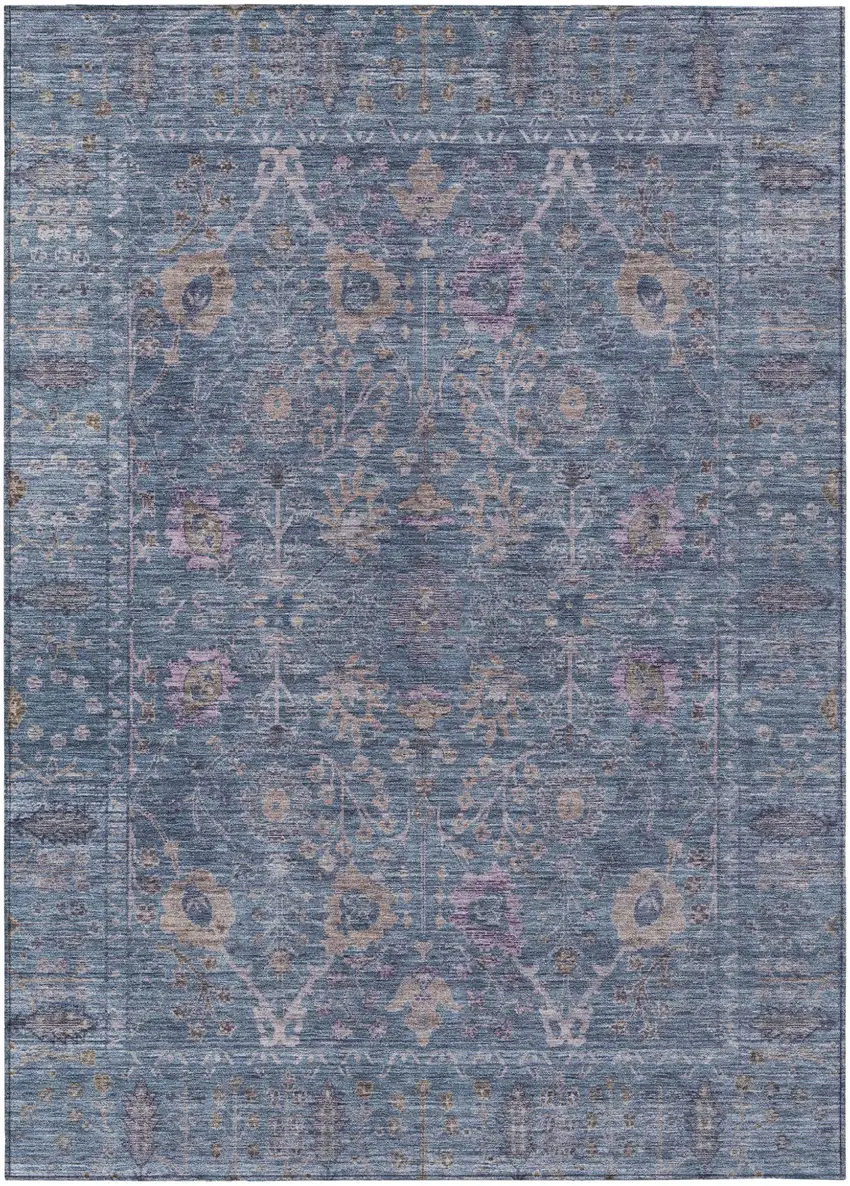 Blue Brown And Purple Oriental Washable Indoor Outdoor Area Rug Photo 2