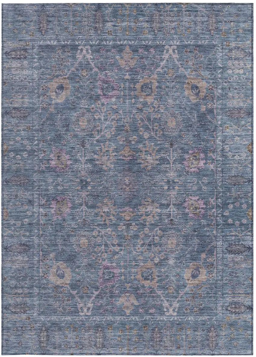Blue Brown And Purple Oriental Washable Indoor Outdoor Area Rug Photo 6