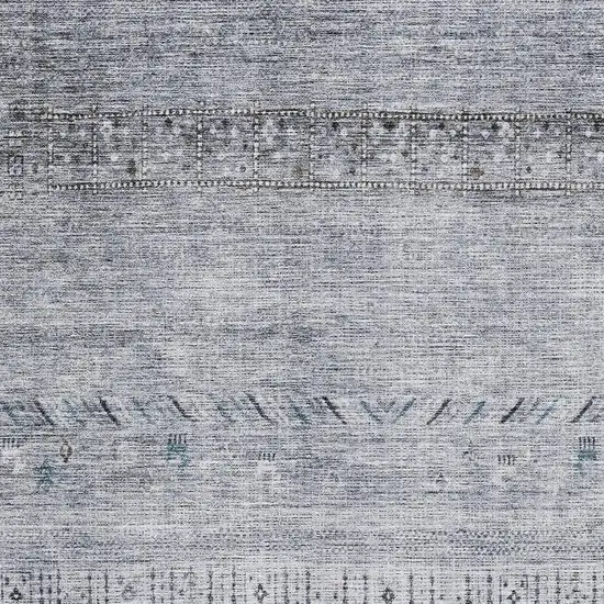 Blue Brown And Silver Geometric Washable Area Rug With UV Protection Photo 2