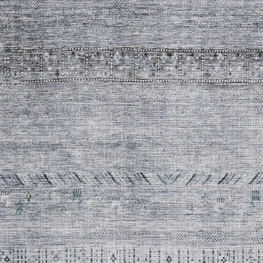 Blue Brown And Silver Geometric Washable Area Rug With UV Protection Photo 2