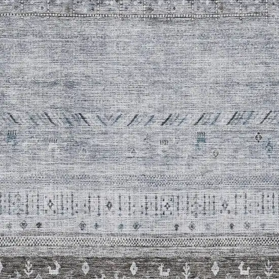 Blue Brown And Silver Geometric Washable Area Rug With UV Protection Photo 2