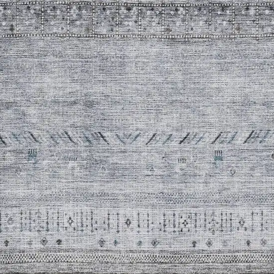 Blue Brown And Silver Geometric Washable Area Rug With UV Protection Photo 2