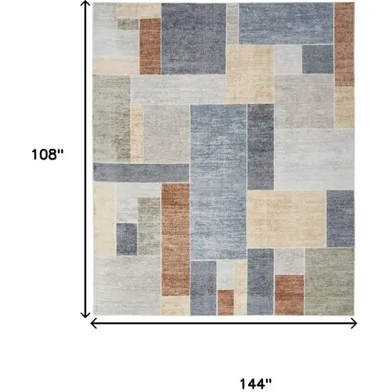 Blue Brown And Tan Geometric Area Rug Photo 3