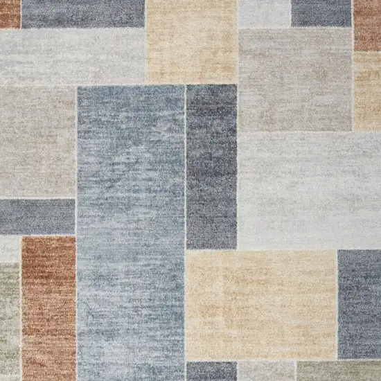 Blue Brown And Tan Geometric Area Rug Photo 9