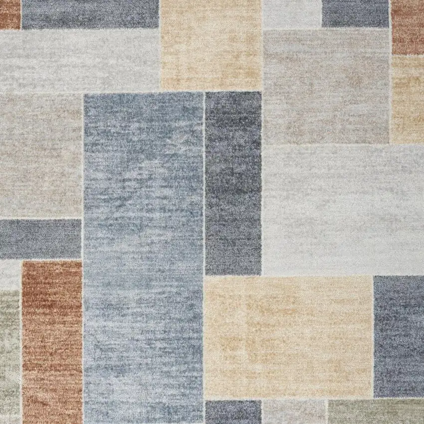Blue Brown And Tan Geometric Area Rug Photo 4