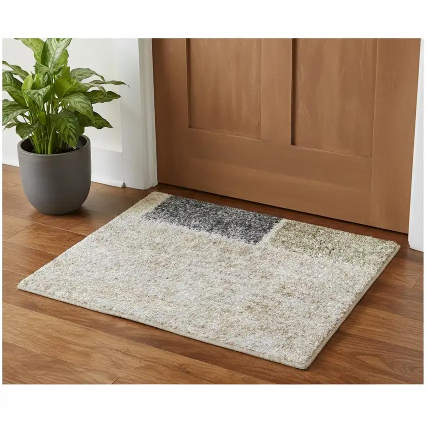 Blue Brown And Tan Geometric Washable Area Rug Photo 1