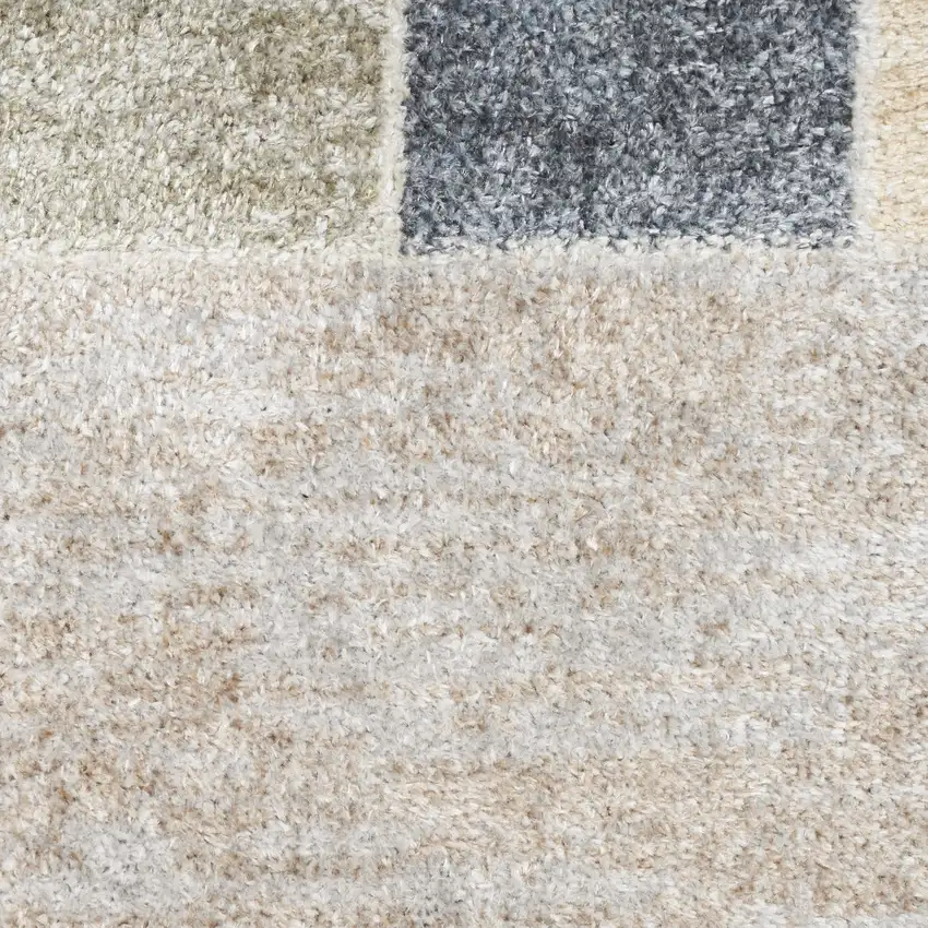 Blue Brown And Tan Geometric Washable Area Rug Photo 4